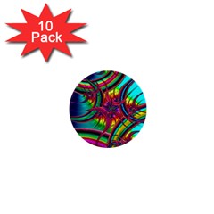 Abstract Neon Fractal Rainbows 1  Mini Button (10 Pack)