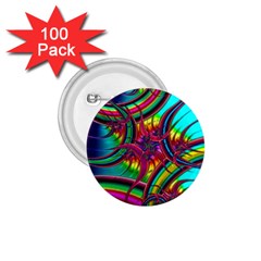 Abstract Neon Fractal Rainbows 1 75  Button (100 Pack)