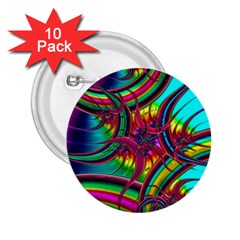 Abstract Neon Fractal Rainbows 2 25  Button (10 Pack) by StuffOrSomething