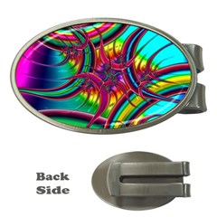 Abstract Neon Fractal Rainbows Money Clip (oval) by StuffOrSomething