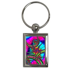 Abstract Neon Fractal Rainbows Key Chain (rectangle) by StuffOrSomething