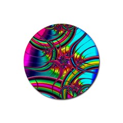 Abstract Neon Fractal Rainbows Drink Coasters 4 Pack (round)