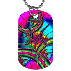 Abstract Neon Fractal Rainbows Dog Tag (two-sided)  by StuffOrSomething