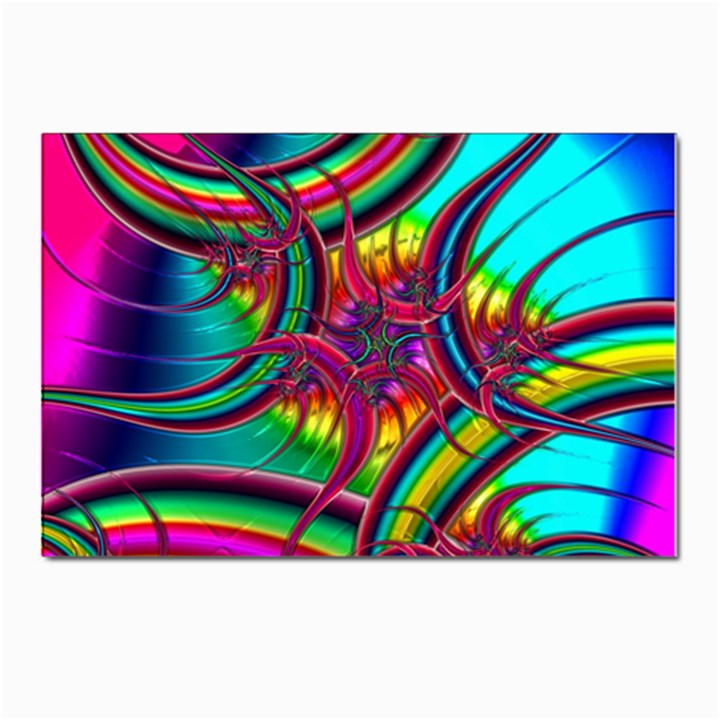 Abstract Neon Fractal Rainbows Postcards 5  x 7  (10 Pack)