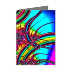 Abstract Neon Fractal Rainbows Mini Greeting Card