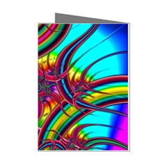 Abstract Neon Fractal Rainbows Mini Greeting Card (8 Pack)