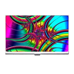 Abstract Neon Fractal Rainbows Business Card Holder