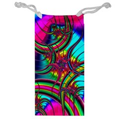 Abstract Neon Fractal Rainbows Jewelry Bag