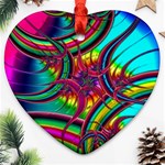 Abstract Neon Fractal Rainbows Heart Ornament (Two Sides) Front