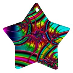 Abstract Neon Fractal Rainbows Star Ornament (two Sides)