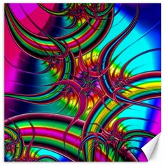 Abstract Neon Fractal Rainbows Canvas 12  X 12  (unframed)