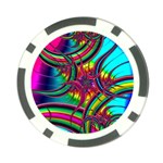 Abstract Neon Fractal Rainbows Poker Chip Front