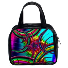 Abstract Neon Fractal Rainbows Classic Handbag (two Sides) by StuffOrSomething