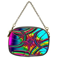 Abstract Neon Fractal Rainbows Chain Purse (one Side)