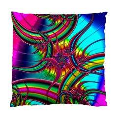 Abstract Neon Fractal Rainbows Cushion Case (two Sided) 