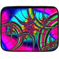 Abstract Neon Fractal Rainbows Mini Fleece Blanket (two Sided)