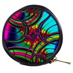 Abstract Neon Fractal Rainbows Mini Makeup Case Front