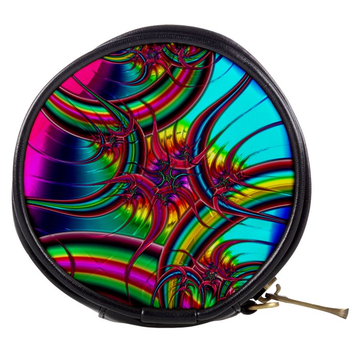 Abstract Neon Fractal Rainbows Mini Makeup Case