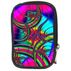 Abstract Neon Fractal Rainbows Compact Camera Leather Case