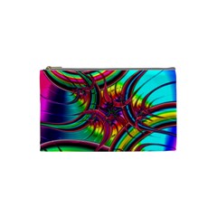 Abstract Neon Fractal Rainbows Cosmetic Bag (small)