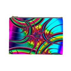 Abstract Neon Fractal Rainbows Cosmetic Bag (large)