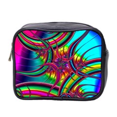 Abstract Neon Fractal Rainbows Mini Travel Toiletry Bag (two Sides) by StuffOrSomething