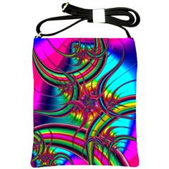 Abstract Neon Fractal Rainbows Shoulder Sling Bag by StuffOrSomething