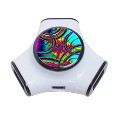 Abstract Neon Fractal Rainbows 3 Port Usb Hub