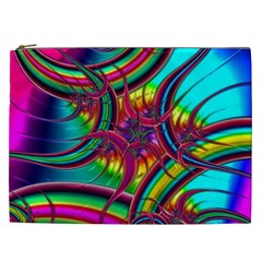 Abstract Neon Fractal Rainbows Cosmetic Bag (xxl)