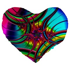 Abstract Neon Fractal Rainbows 19  Premium Heart Shape Cushion