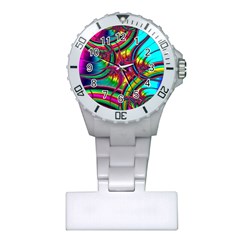 Abstract Neon Fractal Rainbows Nurses Watch