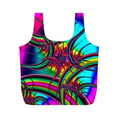 Abstract Neon Fractal Rainbows Reusable Bag (m) by StuffOrSomething