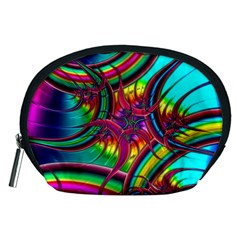 Abstract Neon Fractal Rainbows Accessory Pouch (medium) by StuffOrSomething