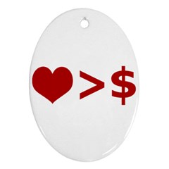 Love Is More Than Money Oval Ornament by dflcprints