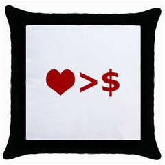 Love Is More Than Money Black Throw Pillow Case by dflcprints