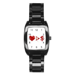 Love Is More Than Money Stainless Steel Barrel Watch by dflcprints