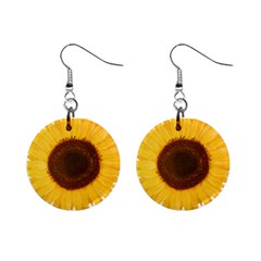 Sunflower Mini Button Earrings by sdunleveyartwork