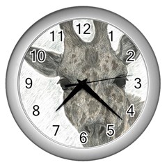 Giraffe Wall Clock (silver) by sdunleveyartwork