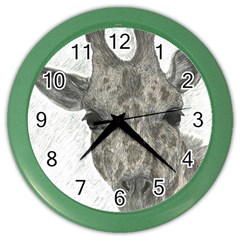 Giraffe Wall Clock (color) by sdunleveyartwork