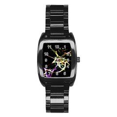 Futuristic Abstract Dance Shapes Artwork Stainless Steel Barrel Watch