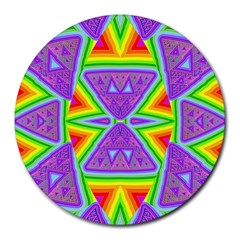 Trippy Rainbow Triangles 8  Mouse Pad (round)