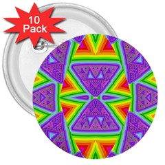 Trippy Rainbow Triangles 3  Button (10 Pack)