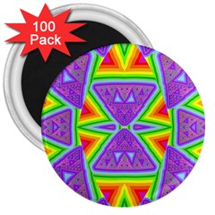 Trippy Rainbow Triangles 3  Button Magnet (100 Pack) by SaraThePixelPixie