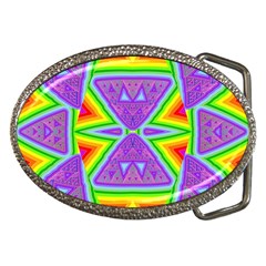 Trippy Rainbow Triangles Belt Buckle (oval) by SaraThePixelPixie