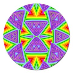 Trippy Rainbow Triangles Magnet 5  (round) by SaraThePixelPixie