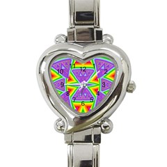 Trippy Rainbow Triangles Heart Italian Charm Watch 