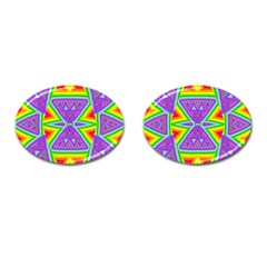 Trippy Rainbow Triangles Cufflinks (oval)