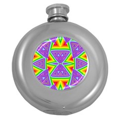 Trippy Rainbow Triangles Hip Flask (round)