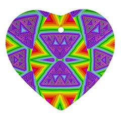 Trippy Rainbow Triangles Heart Ornament (two Sides)