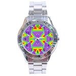 Trippy Rainbow Triangles Stainless Steel Watch Front